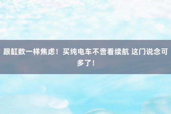 跟缸数一样焦虑！买纯电车不啻看续航 这门说念可多了！