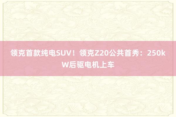 领克首款纯电SUV！领克Z20公共首秀：250kW后驱电机上车