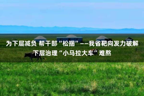为下层减负 帮干部“松捆”——我省靶向发力破解下层治理“小马拉大车”难熬