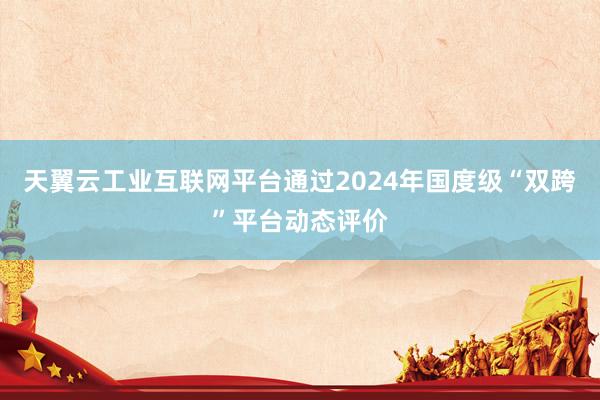 天翼云工业互联网平台通过2024年国度级“双跨”平台动态评价